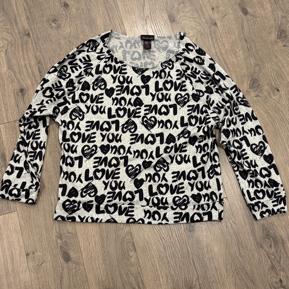 LOVE Off The Shoulder Sweatshirt Top by Ultra Flirt - Size XL   sweater sweaters